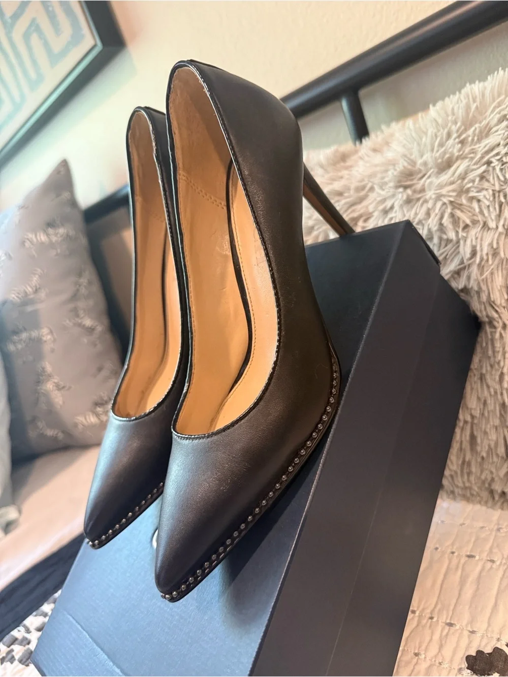 Coach Black Pointed-Toe Leather Pumps